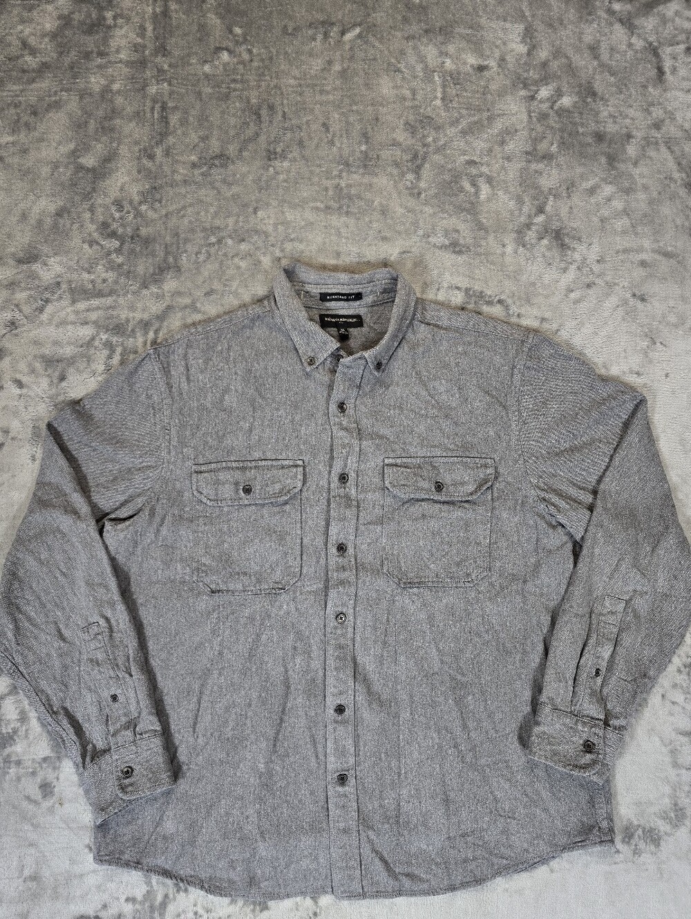 Banana Republic Standard Fit Long Sleeve Speckled Button Up Shirt Size XL Gray